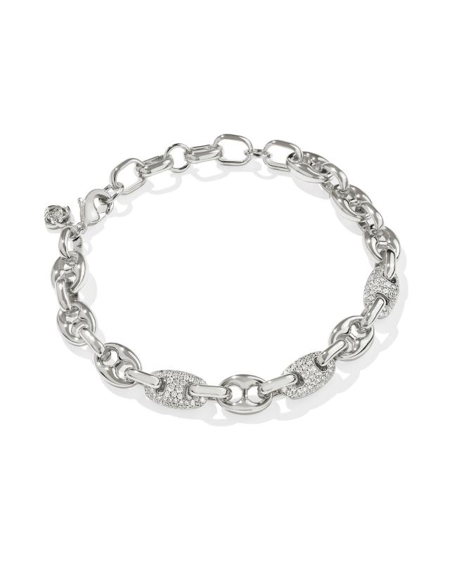 Bailey Silver Pave Chain Bracelet in White CZ image number 0.0